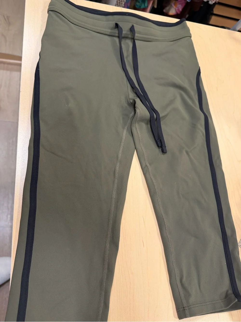 ALO Yoga Olive Green Joggers with Black Side Stripes